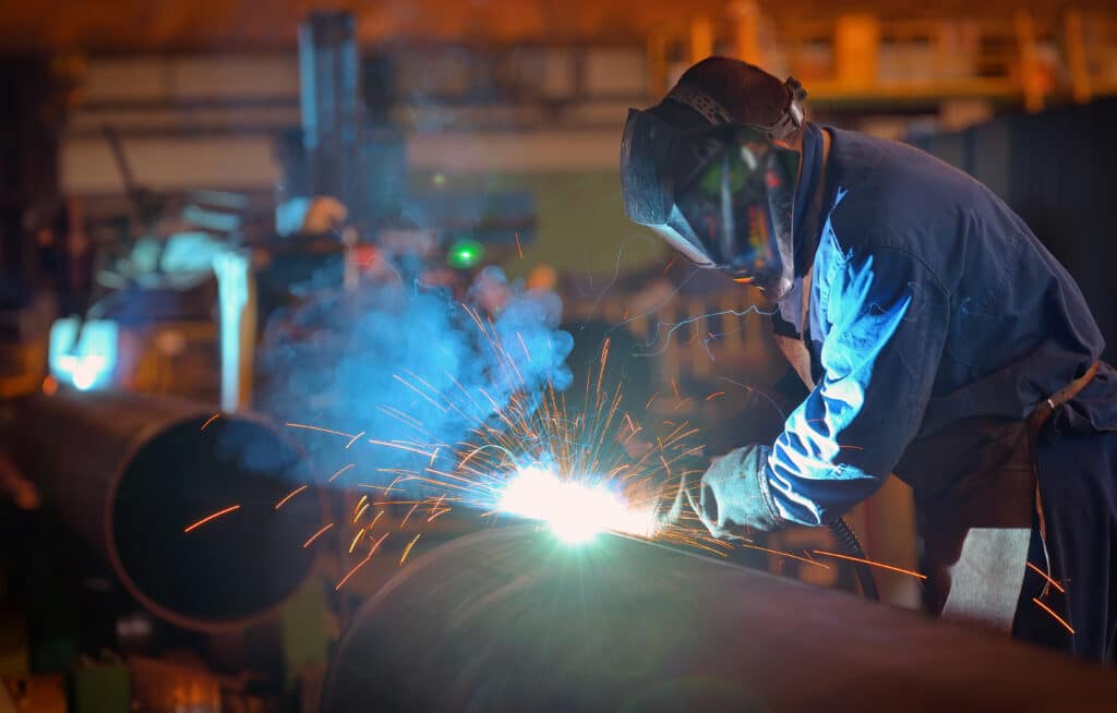 MIG welding in an indoor setting