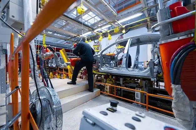 The assembly line of automotive industry