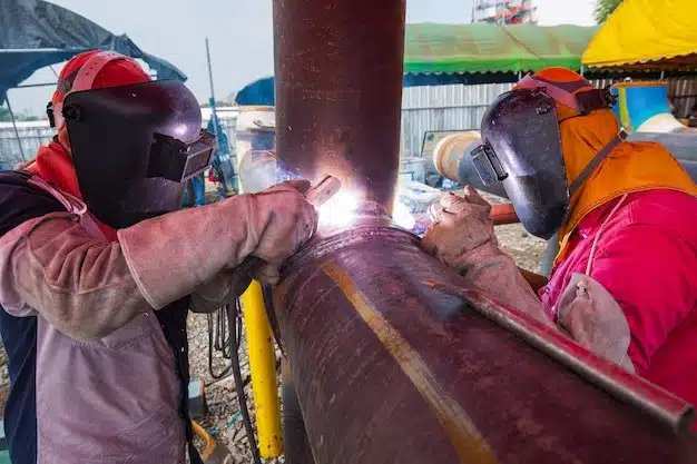 Certified welders are working