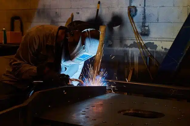 MIG welding with a welding helmet