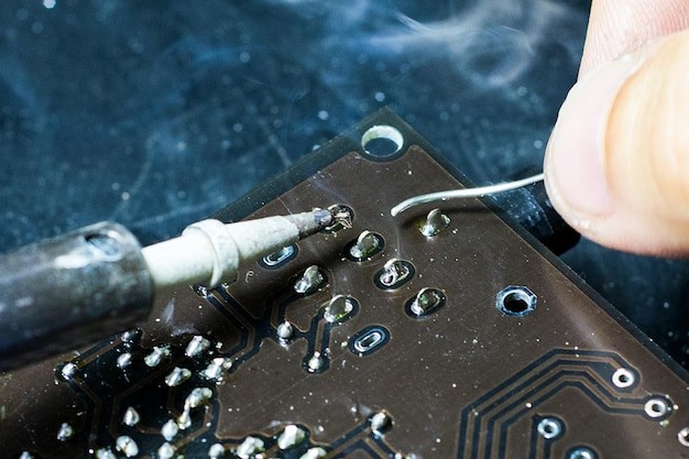 soldering a circuit board