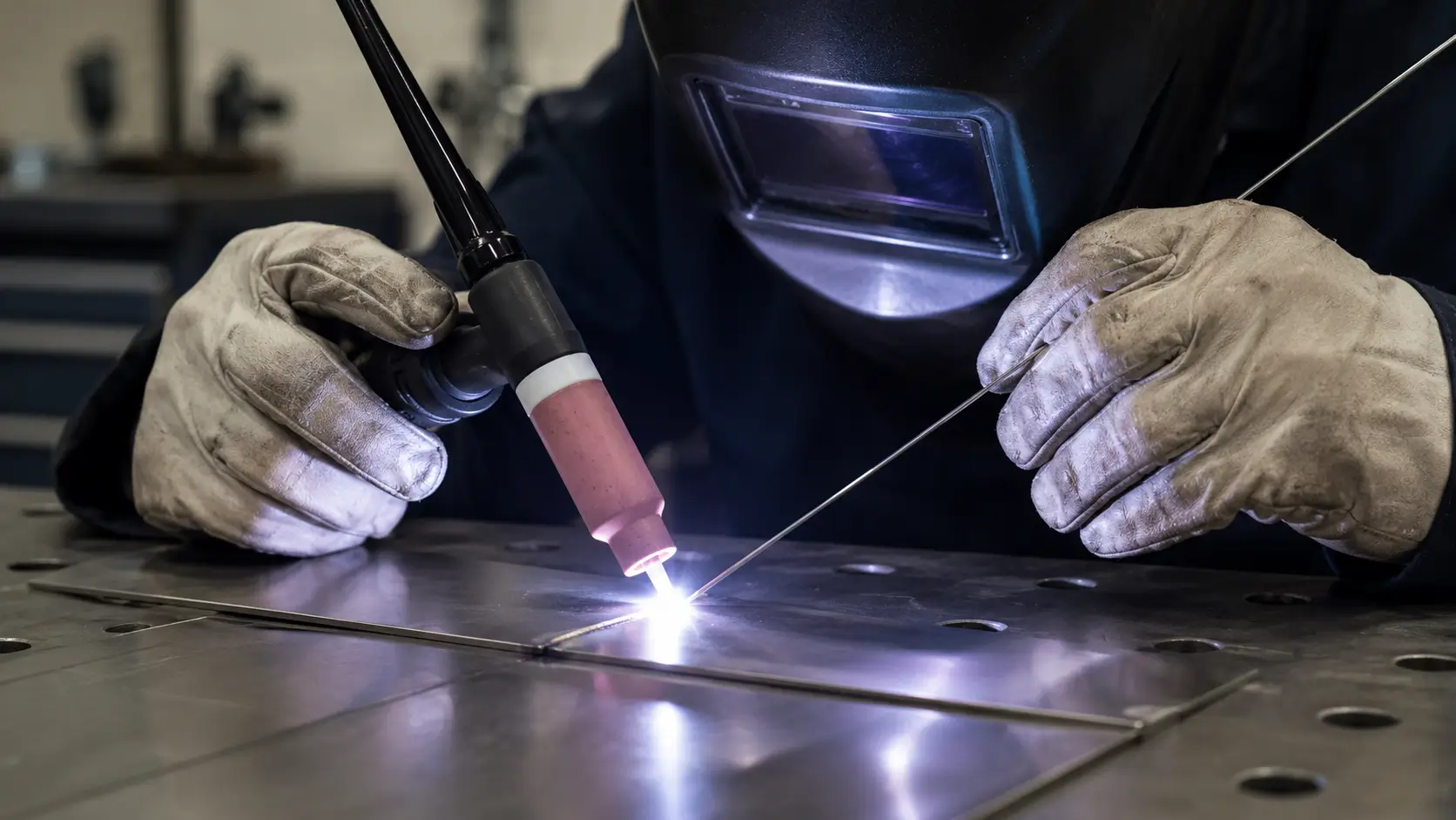 TIG welding thin metal sheets with torch and filler rod